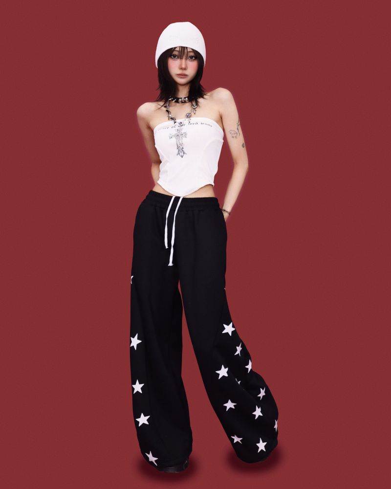 popping-star string wide pants (2color)