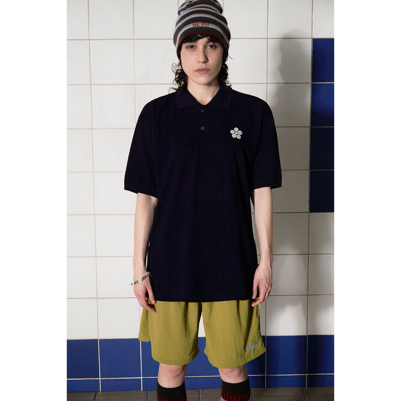ボタンフラワーPKポロシャツ / NAVY