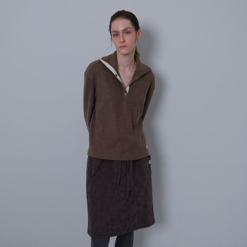 Brown Snap Knit Polar Tee
