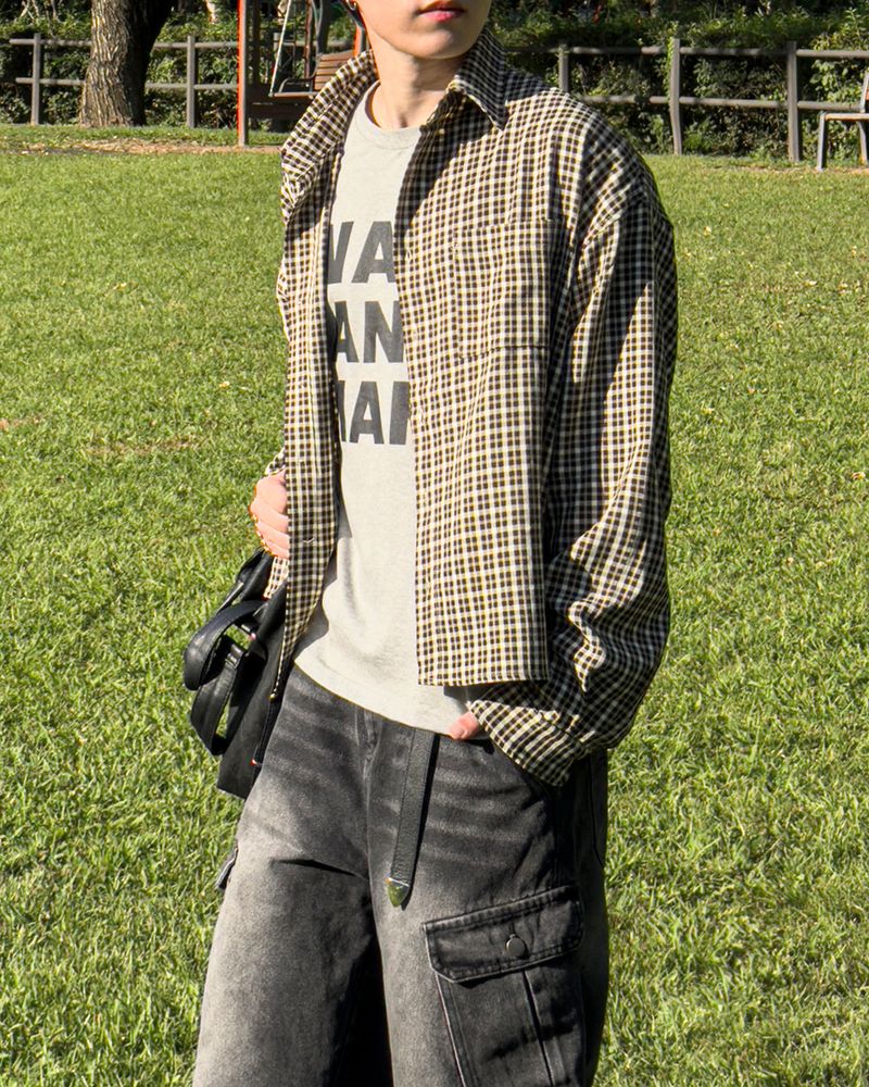 N Semi Crop Check Shirt