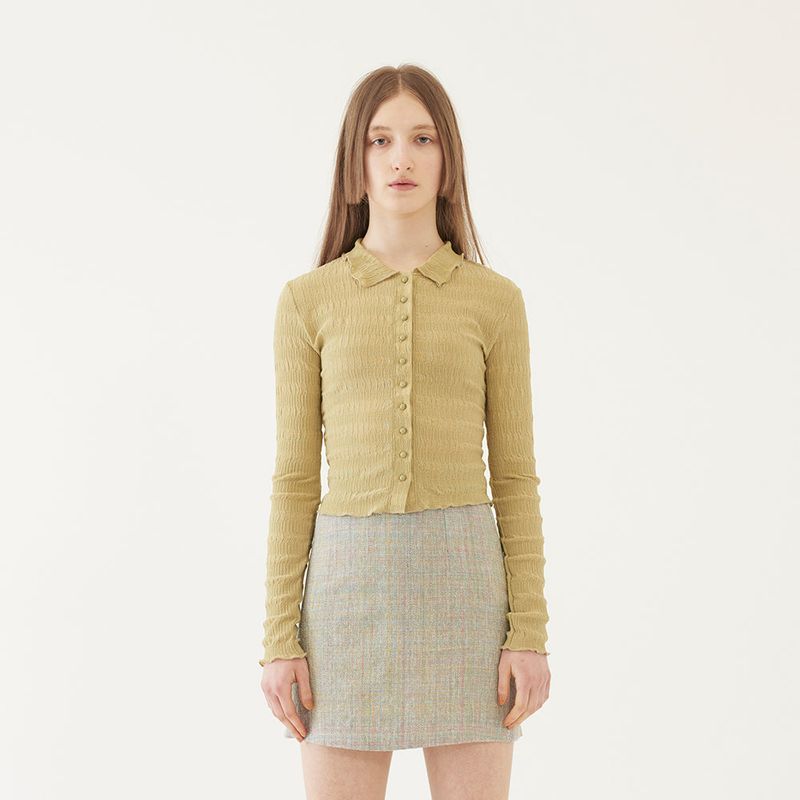 CROPPED SLIM CARDIGAN (GREEN)