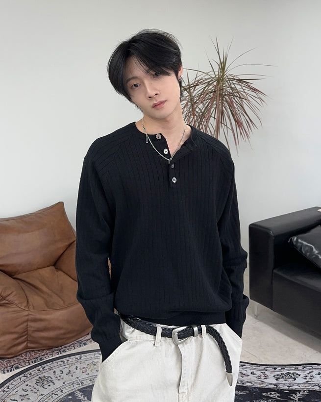 SATIIIZ（サティーズ）の「Revved henley neck knit（Tops）」