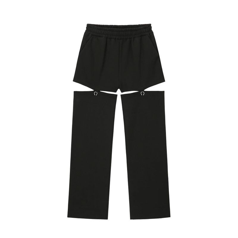 0 8 piercing cut out pants- BLACK