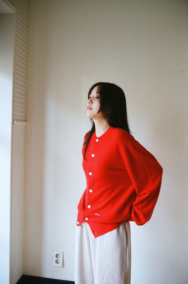 Cash Blend Knit Cardigan (Red)