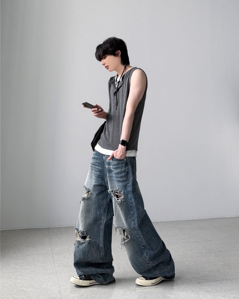 Aron Layered Henley Neck Sleeveless