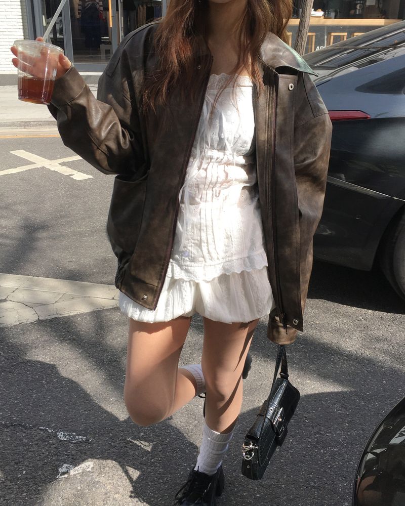 [Made] Rene leather jacket -brown