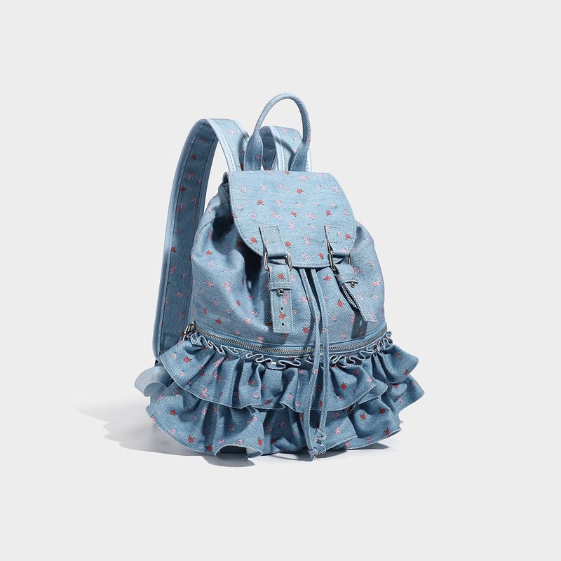 French Dot Lace Backpack - Large Capacity Schoolbag & Picnic Backpack