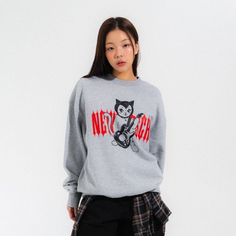 NEWKITSCH(ニューキッチジェネレーション)の「ROCK CAT SWEATSHIRTS-MELANGE(Tops)」