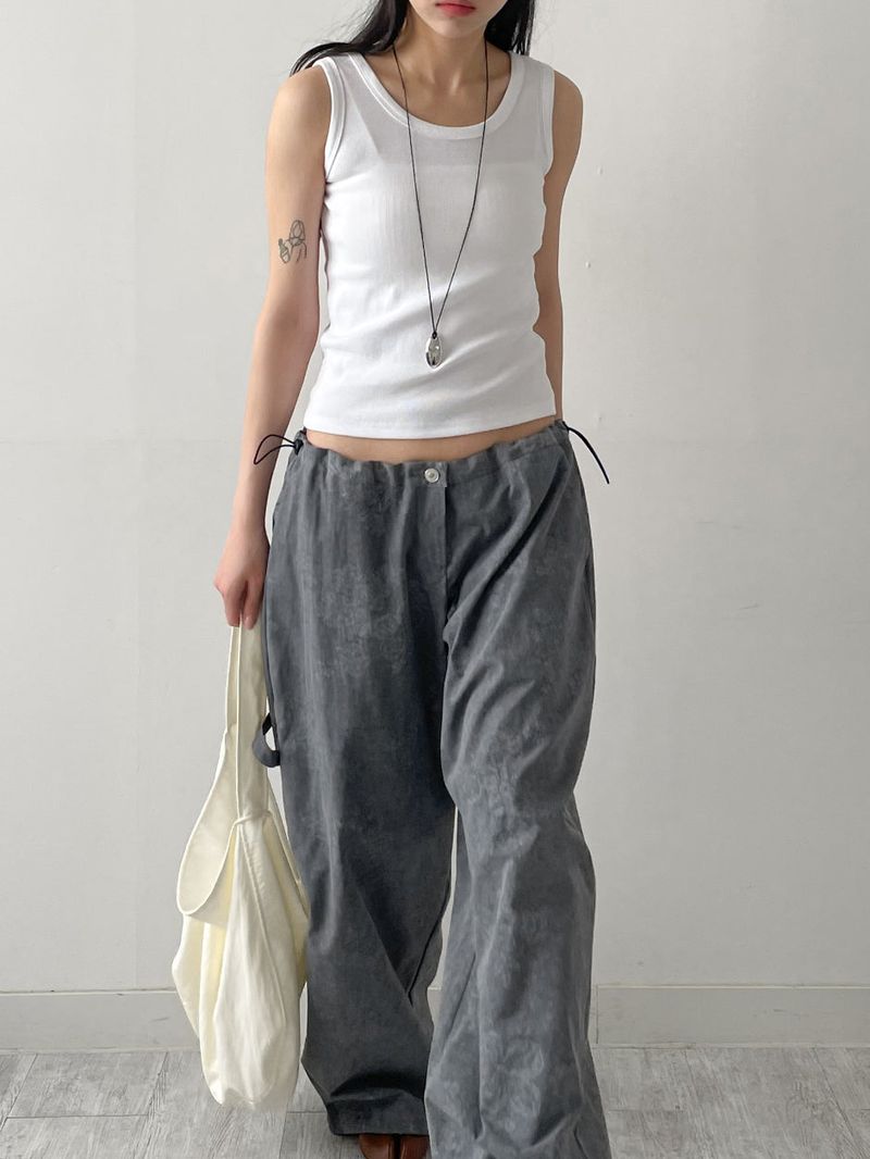 Dyed Floral Stopper Wide Pants