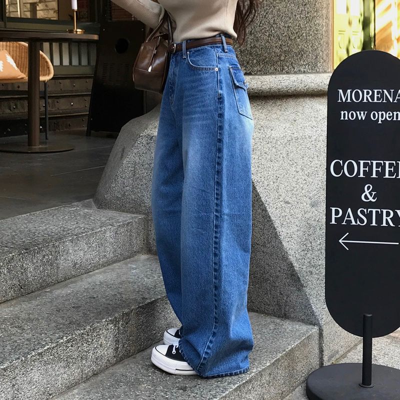 [BELLIDE MADE] Shearing, back pocket denim wide pants