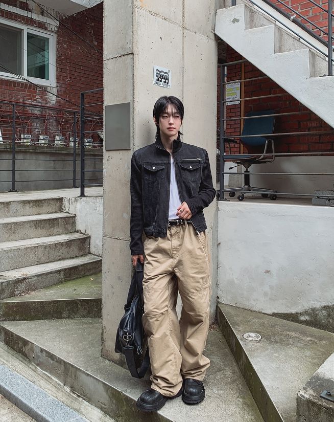 フィールデン プレート ジッパー ワイド パンツ
