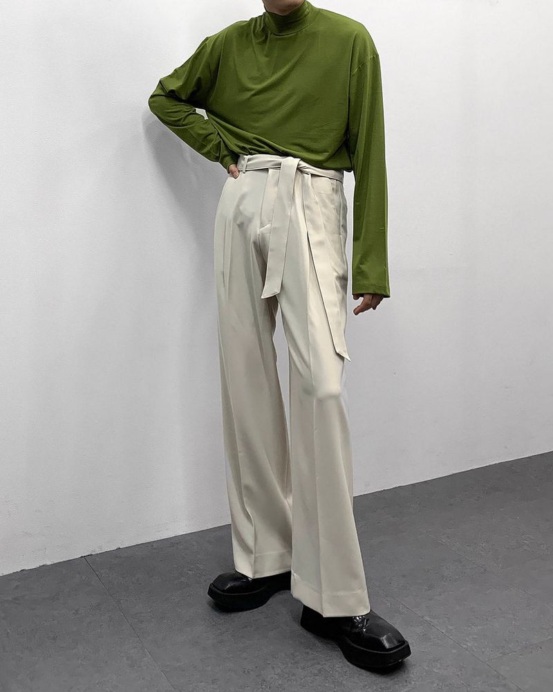 FL Belted Side Banding Wide Slacks (4 colors)