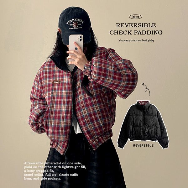 hijjoo（ハイチュー）の「Refue tab double-sided check padding（Jackets/Outerwear）」