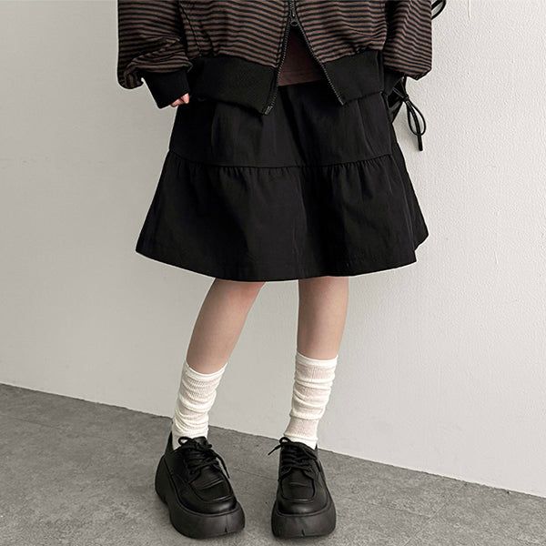 A-Sean Pintuck Slit Flared Skirt