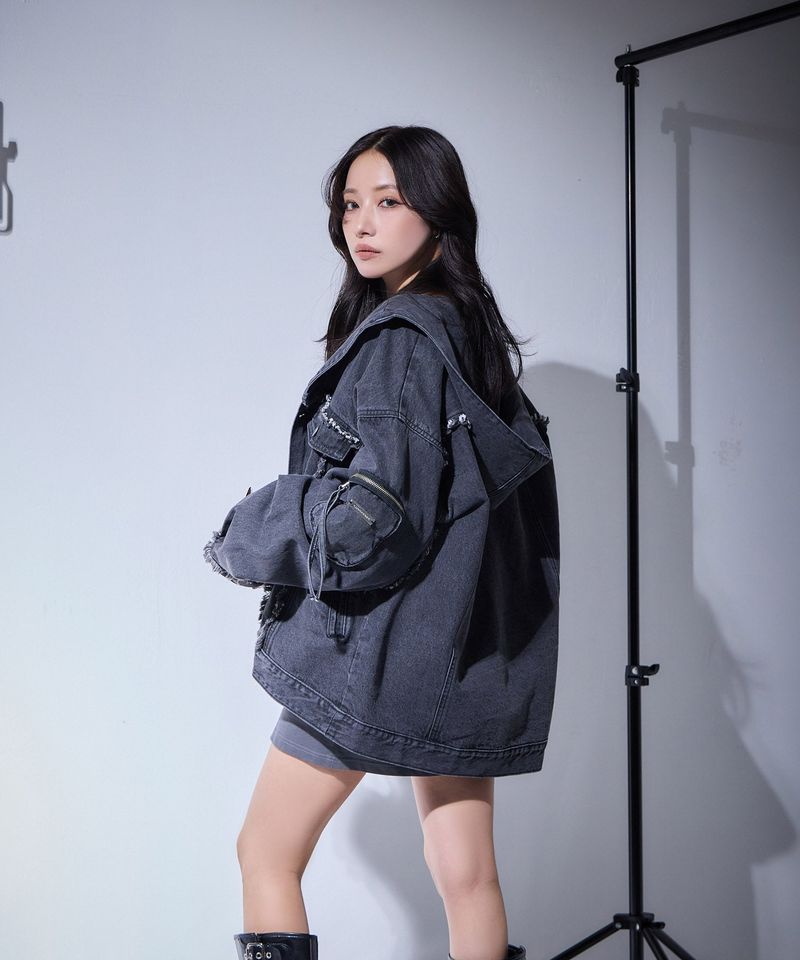 UNISEX フーディデニムジャケット