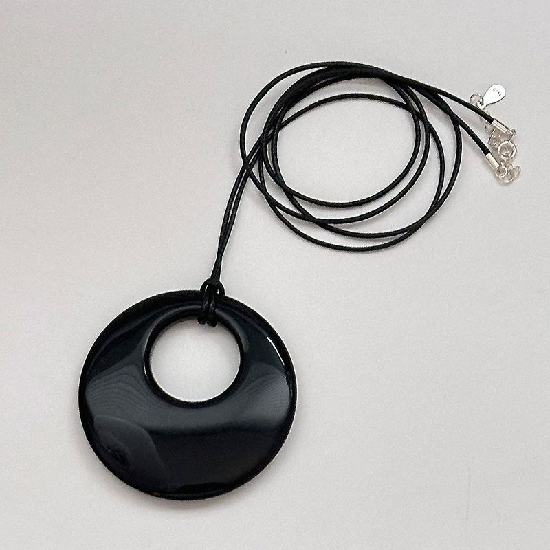 [925silver] Black agate long necklace