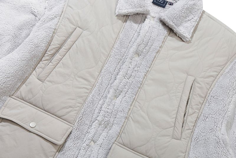 SHOULDER QUILTING JACKET_LIGHT GREY