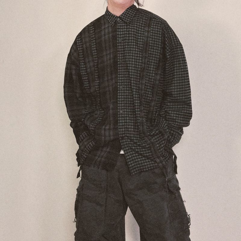 double check deconstructed shirt_black