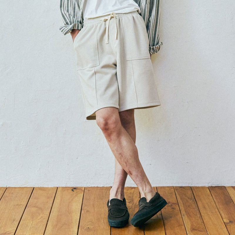 front seam fatigue short pants cream