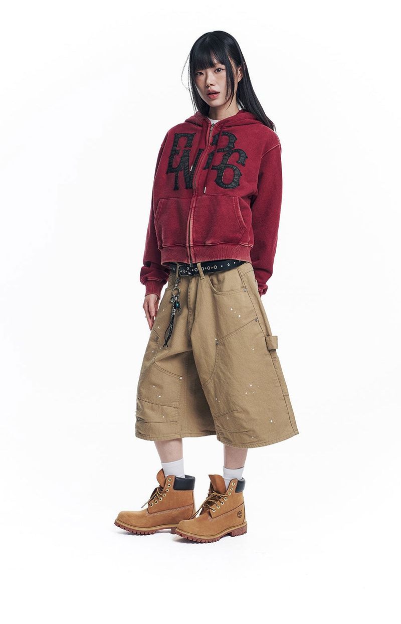 Double Knee Chino 8-Bermuda Pants - Beige