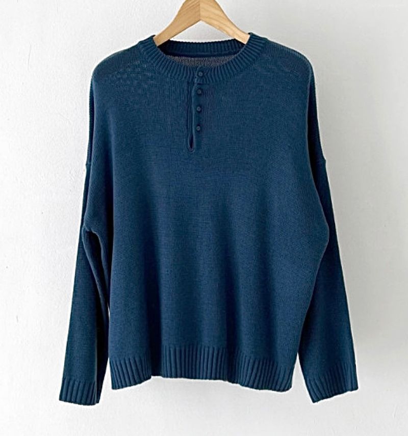 MOCA ROUND BUTTON KNIT(6COLOR)