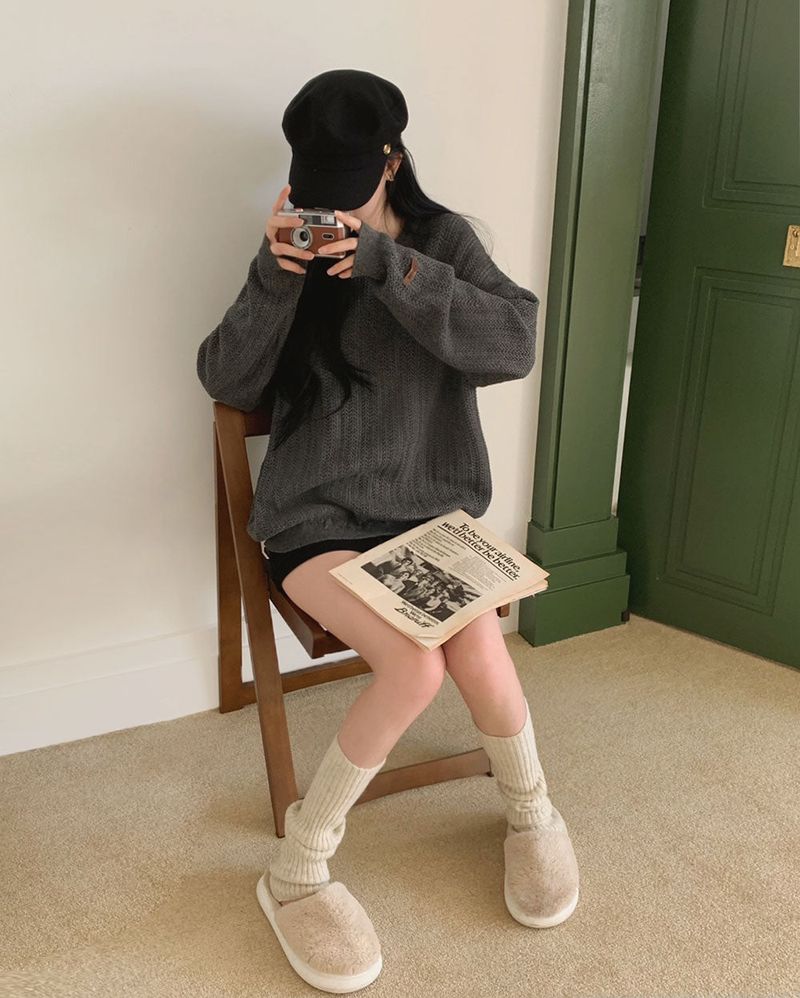 [Bellide made] Caramel Loose Fit Long Round Knitwear