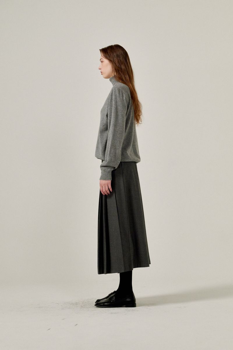 Cashmere turtle neck knit (Grey)