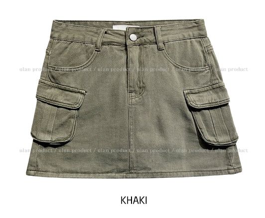 Phase washing cargo mini skirt