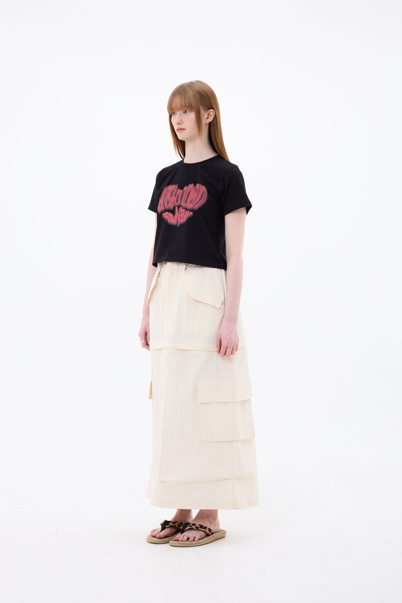 DOUBLE CUT CAGO SKIRT / IVORY