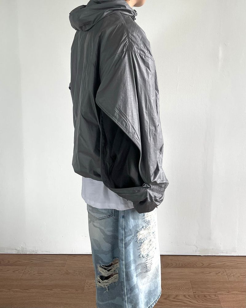 Wave Zipper Hood Windbreaker