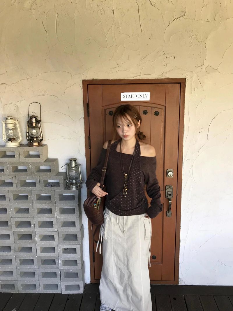 Lodi dot off-shoulder knit