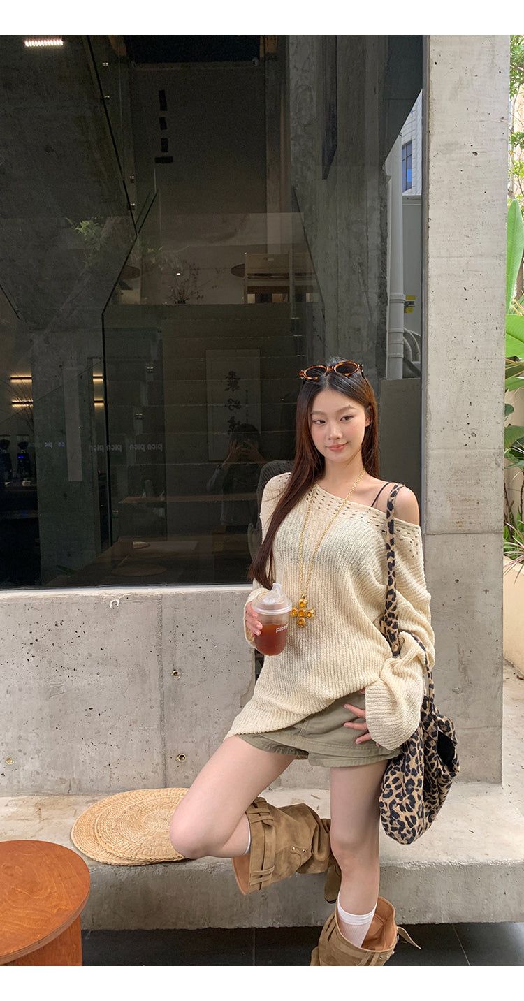 khaki cotton mini pants skirt