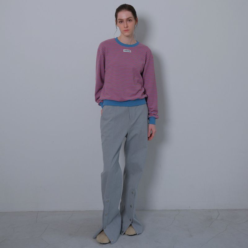 Gray Slit Snap Long Pants