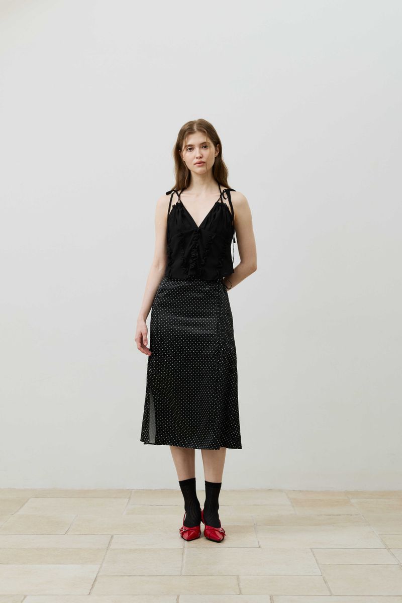 TINY DOT SLIT SKIRT / BLACK