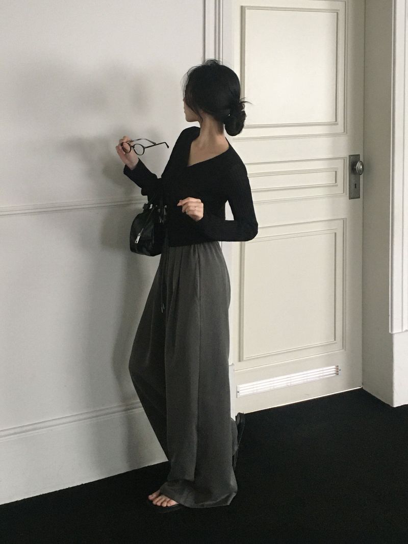 [MADE] Square wide rubber waist long pants