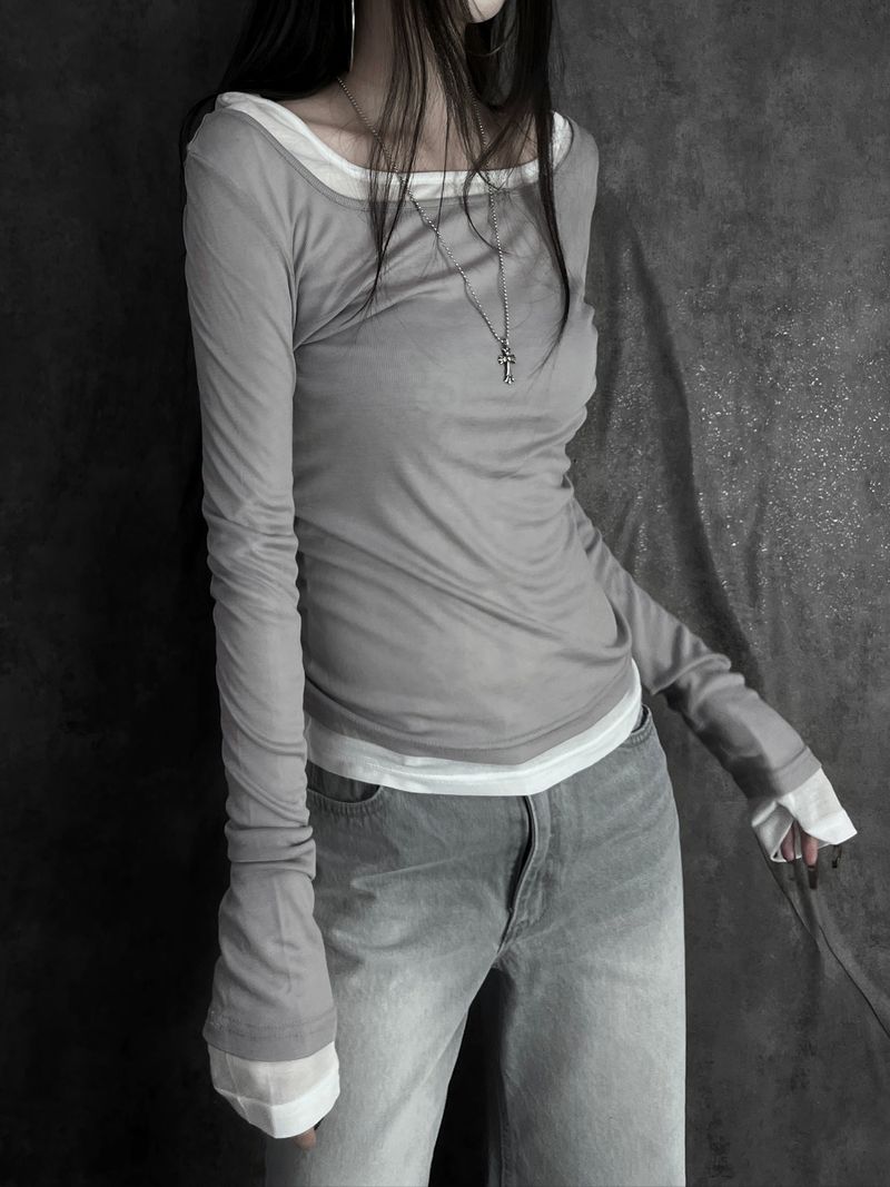tencel square neck T (3color)