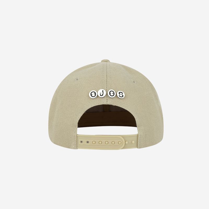 Lace Button Snapback / Beige