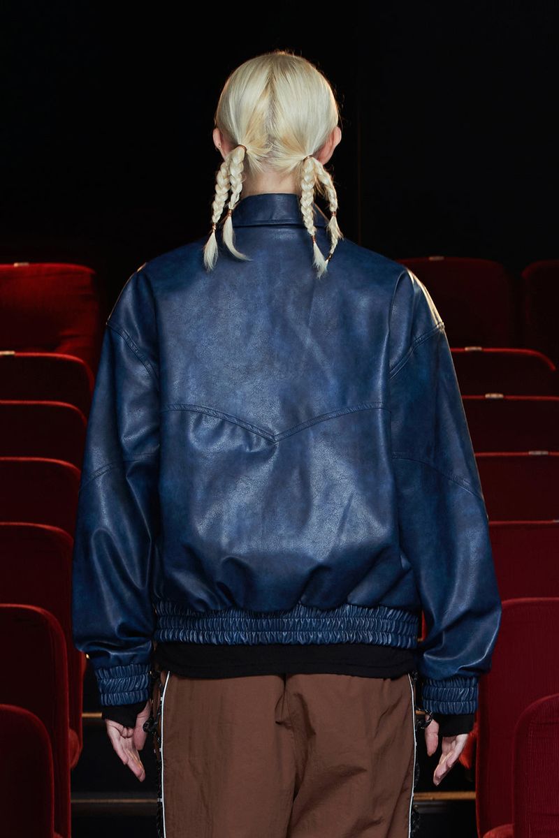 FAUX LEATHER WESTERN BLOUSON / BLUE