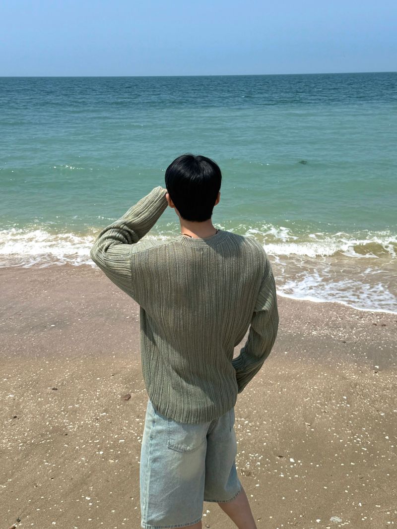 Ocean washing bermuda denim pants