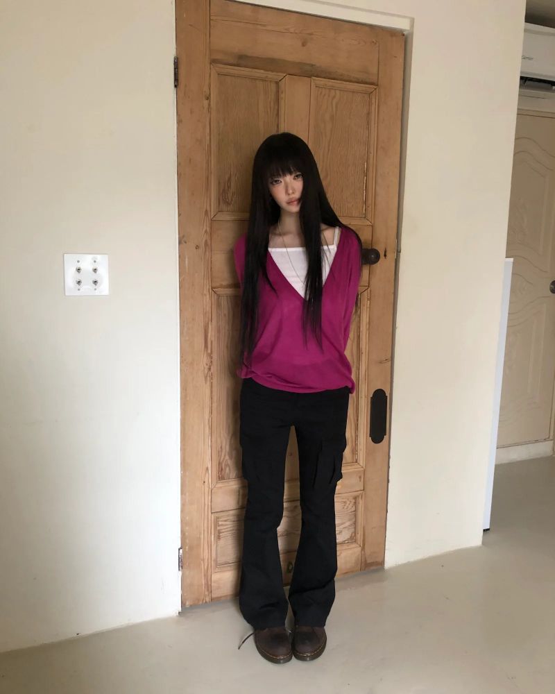 Ria Deep V-Neck Long-Sleeve Knit