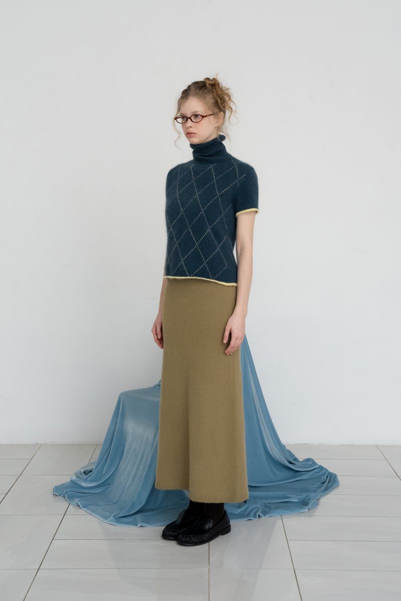 Raccoon knit skirt_olive