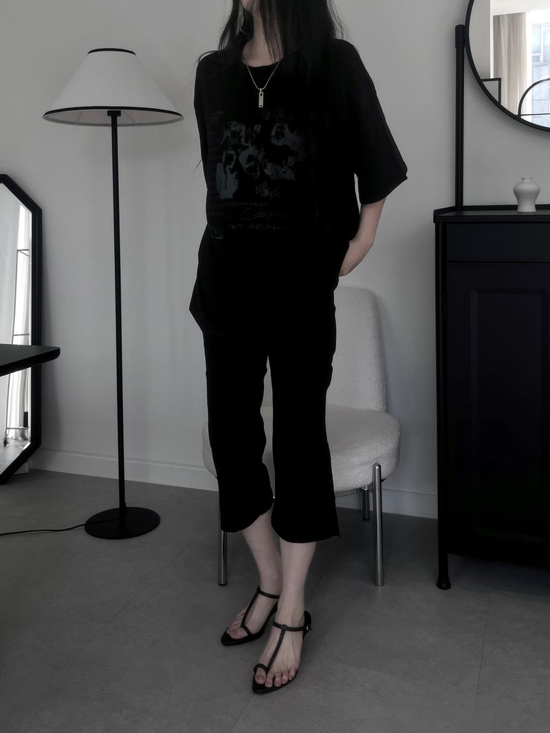 black slub capri denim