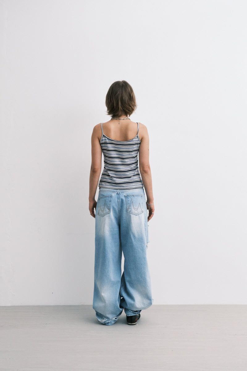 stripe sleeveless (blue)