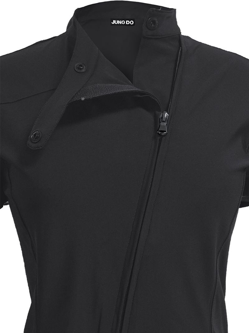  CURVED ZIP-UP SHIRT . COOL BLACK