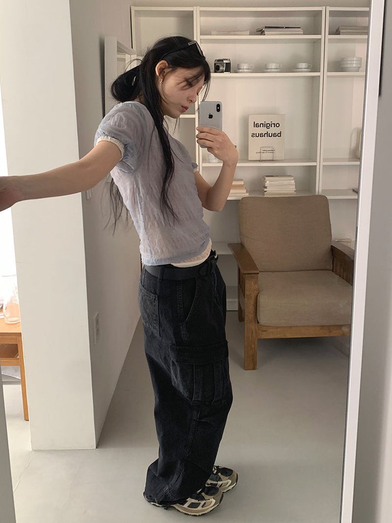 SHEER PUFF BLOUSE (4C)