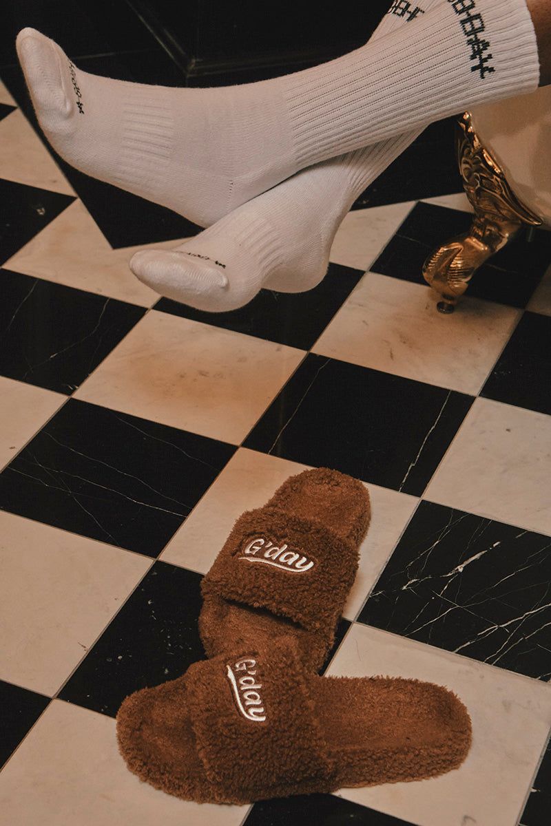 A GOOD DAY(ア グッドデイ)の「G'day furry sandals (brown)(Shoes)」