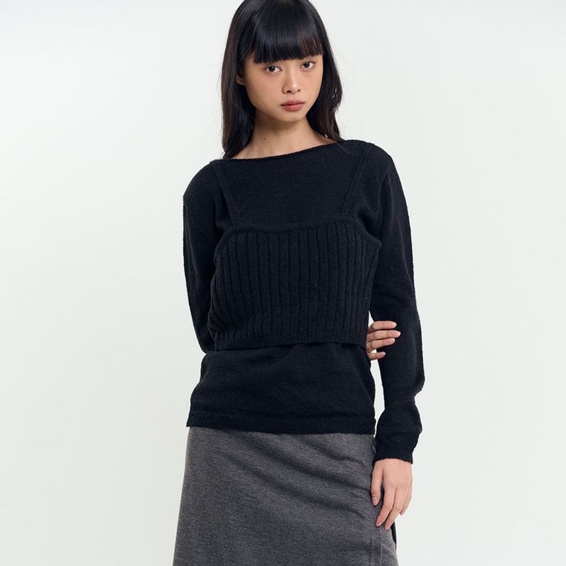 Bustier Knit Set Black