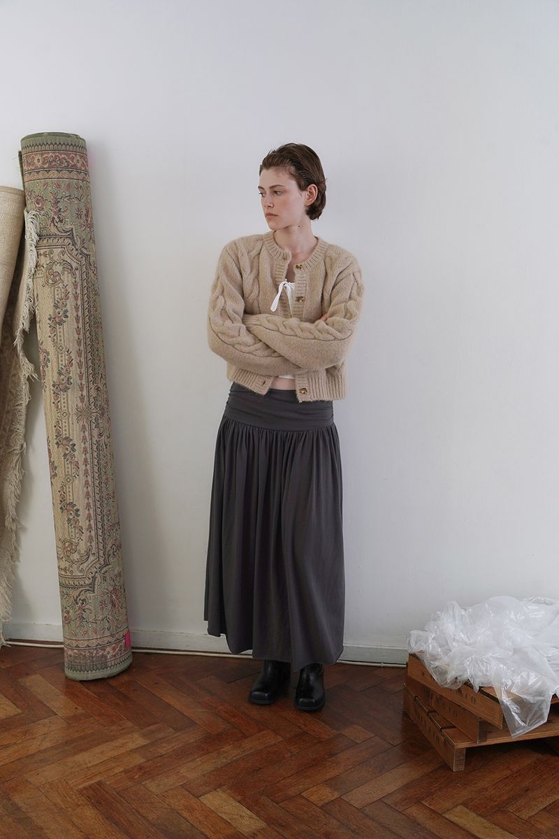 Mohair cable cardigan_beige