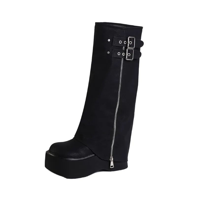 Sloane Side-Zip Biker Boots
