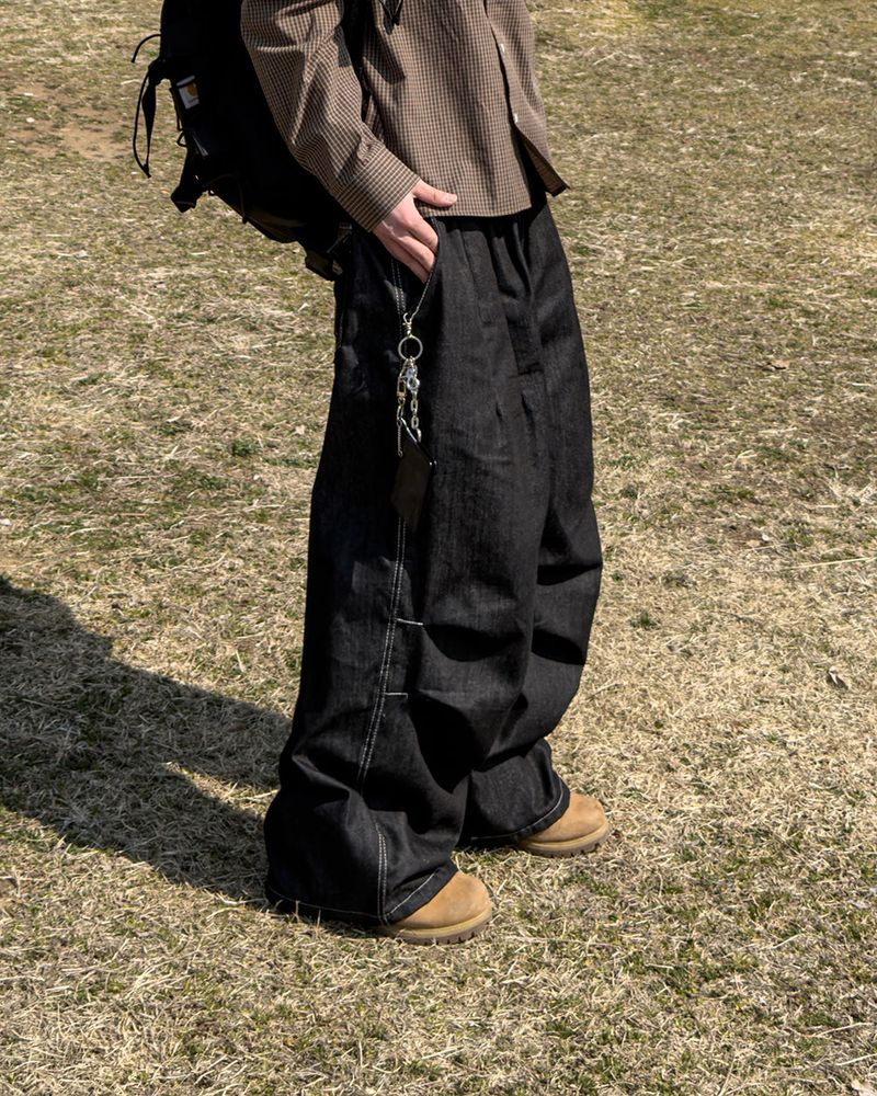 Hanel Check Flap Balloon Denim Pants